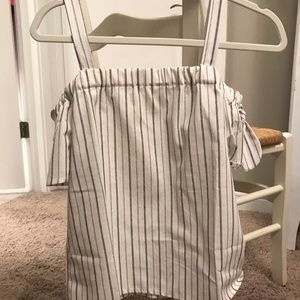 Striped cold shoulder cute top!